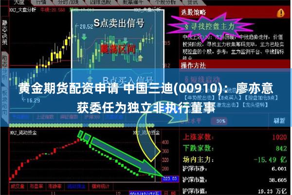 黄金期货配资申请 中国三迪(00910)：廖亦意获委任为独立非执行董事